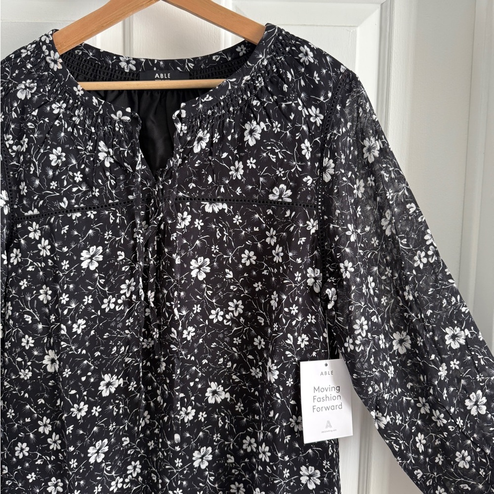 Able Floral Peasant Top